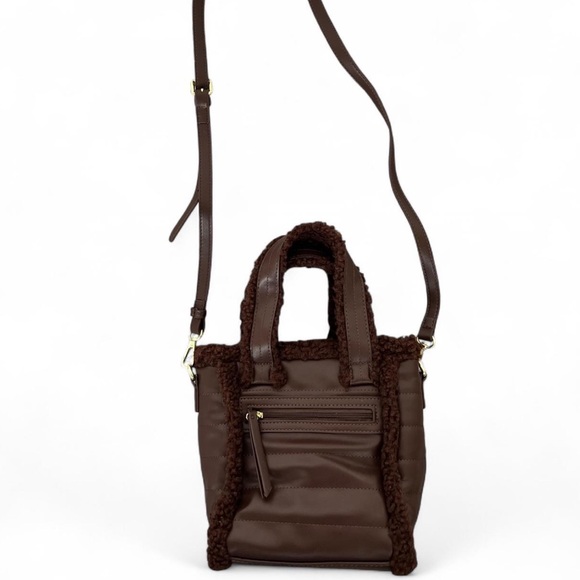 Elegant Brown Shearling Trim Mini Bag - Picture 3 of 5
